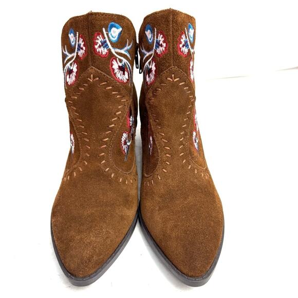 Carlos Santana Brown Suede Vivien Floral Boots Size 7.5 - Picture 2 of 9